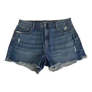 Denizen by Levis Womens Shorts Adult Size 18 34W High Rise Raw Hem Blue Denim